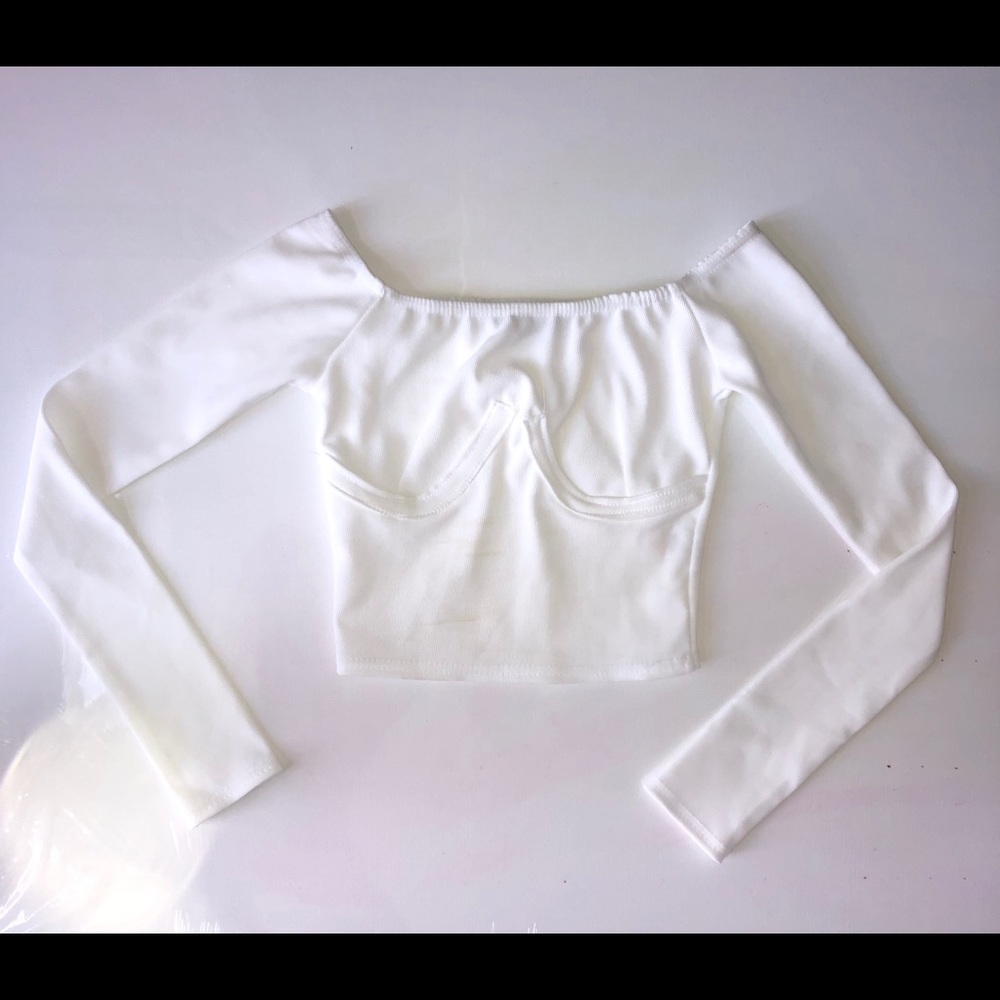 White Long Sleeve Crop Top
